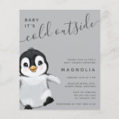 Papier Invitation de Baby shower de pingouin doux budget (Devant)