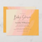 Papier Invitation de Baby shower de script jaune rose Boh (Devant / Derrière)