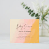 Papier Invitation de Baby shower de script jaune rose Boh (Debout devant)