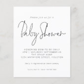 Papier Invitation de Baby shower de script noir budget (Devant)