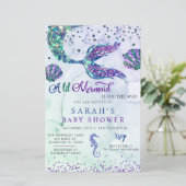 Papier Invitation de Baby shower de sirène de Parties sci (Debout devant)