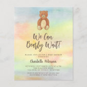 Papier Invitation de Baby shower d'ours mignon du budget (Devant)