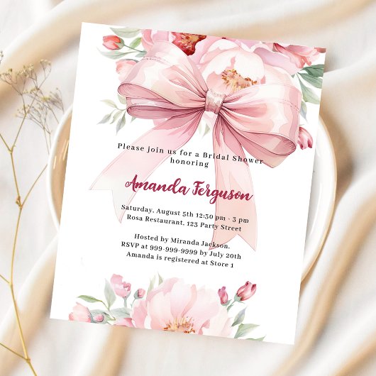 Papier Invitation de Baby Shower élégante avec des fleurs