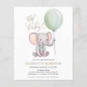 Papier Invitation de Baby shower Eléphant mignon Budget (Devant)