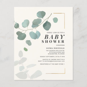 Papier Invitation de Baby shower Eucalyptus Budget