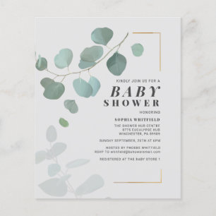 Papier Invitation de Baby shower Eucalyptus Budget