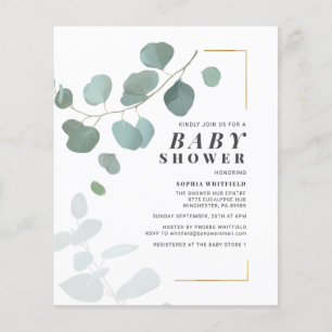 Papier Invitation de Baby shower Eucalyptus Budget