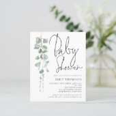 Papier Invitation de Baby shower Eucalyptus Script Budget (Debout devant)