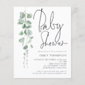 Papier Invitation de Baby shower Eucalyptus Script Budget (Devant)