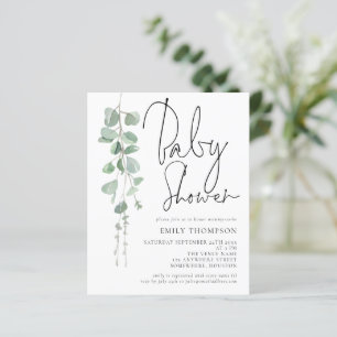 Papier Invitation de Baby shower Eucalyptus Script Budget