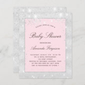 Papier Invitation de baby shower fille argent rose bon ma (Devant / Derrière)