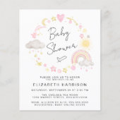 Papier Invitation de Baby Shower Fille Bohème à l'Aquarel (Devant)