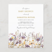 Papier Invitation de Baby shower Fleur sauvage violet bud (Devant)