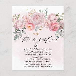 Papier Invitation de Baby shower floral Blush Budget