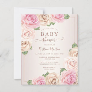Papier Invitation de Baby shower floral de couleur d'aqua