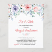 Papier Invitation de Baby shower floral rose budget (Devant)