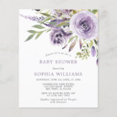 Papier Invitation de Baby shower Floral Rose de budget (Devant)