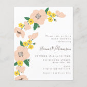 Papier Invitation de Baby shower floral rose et jaune Bud (Devant)