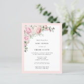 Papier Invitation de Baby shower floral rose rose Budget (Debout devant)