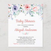 Papier Invitation de Baby shower floral rose rose Budget (Devant)