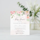 Papier Invitation de Baby shower floral rose rose Budget (Debout devant)