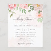 Papier Invitation de Baby shower floral rose rose Budget (Devant)