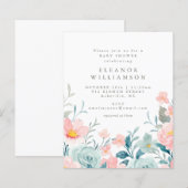 Papier Invitation de Baby shower Floral Turquoise Budget (Devant / Derrière)