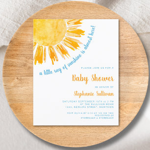 Papier Invitation de Baby Shower Garçon Budget Rayon de S