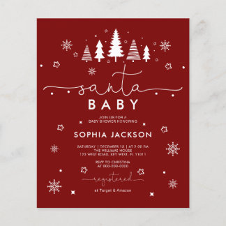 Papier Invitation de Baby Shower Minimaliste Santa à peti