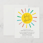 Papier Invitation de Baby Shower Moderne à Script Solaire (Devant / Derrière)