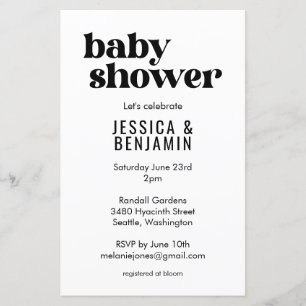 Papier Invitation de baby shower moderne et mignonne à bu
