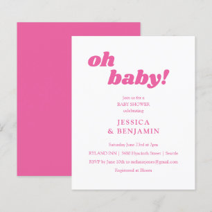 Papier Invitation de baby shower moderne et mignonne rose