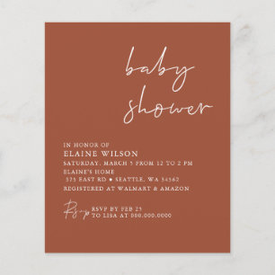 Papier Invitation de baby shower neutre en terre cuite à 