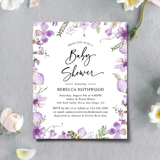 Papier Invitation de Baby shower neutre Mille Lilac