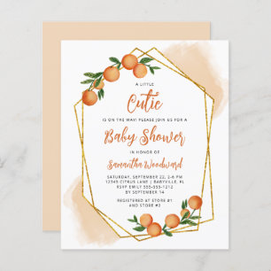 Papier Invitation de Baby shower orange Little Cutie Budg