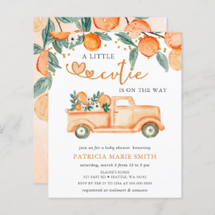 Papier Invitation de Baby shower orange Little Cutie Budg