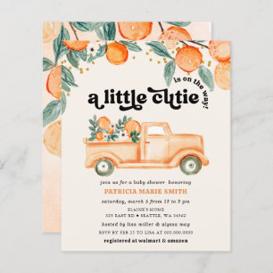 Papier Invitation de Baby shower orange Little Cutie Budg