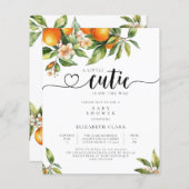 Papier Invitation de Baby shower orange Little Cutie Budg (Devant / Derrière)