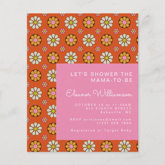 Papier Invitation de Baby shower Orange Super Budget (Devant)