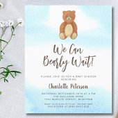 Papier Invitation de Baby Shower Ourson Mignon à Petit Bu