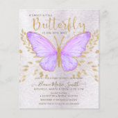 Papier Invitation de Baby Shower Papillon Violet à petit  (Devant)