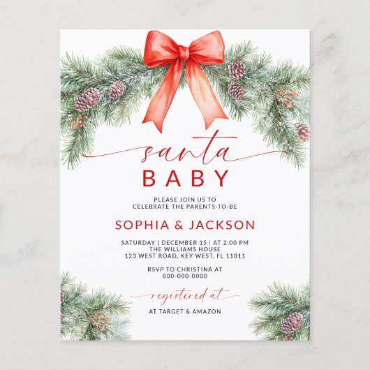 Papier Invitation de Baby shower Père Noël de Noël de la (Devant)