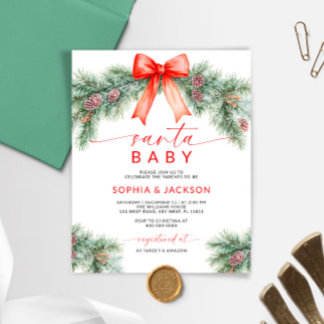 Papier Invitation de Baby shower Père Noël de Noël de la