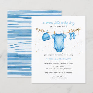 Papier Invitation de Baby Shower pour garçon tenue de lig