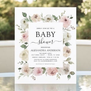 Papier Invitation de Baby shower rose Rose à budget Dusty