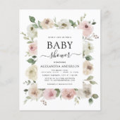 Papier Invitation de Baby shower rose Rose à budget Dusty (Devant)