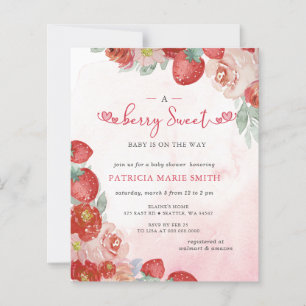 Papier Invitation de Baby shower rose rouge rose Budget