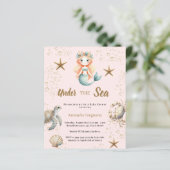 Papier Invitation de Baby Shower rose Sirène sous la mer (Debout devant)