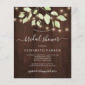 Papier Invitation de baby shower rustique à thème eucalyp (Devant)