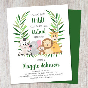 Papier Invitation de Baby shower Safari virtuel Budget